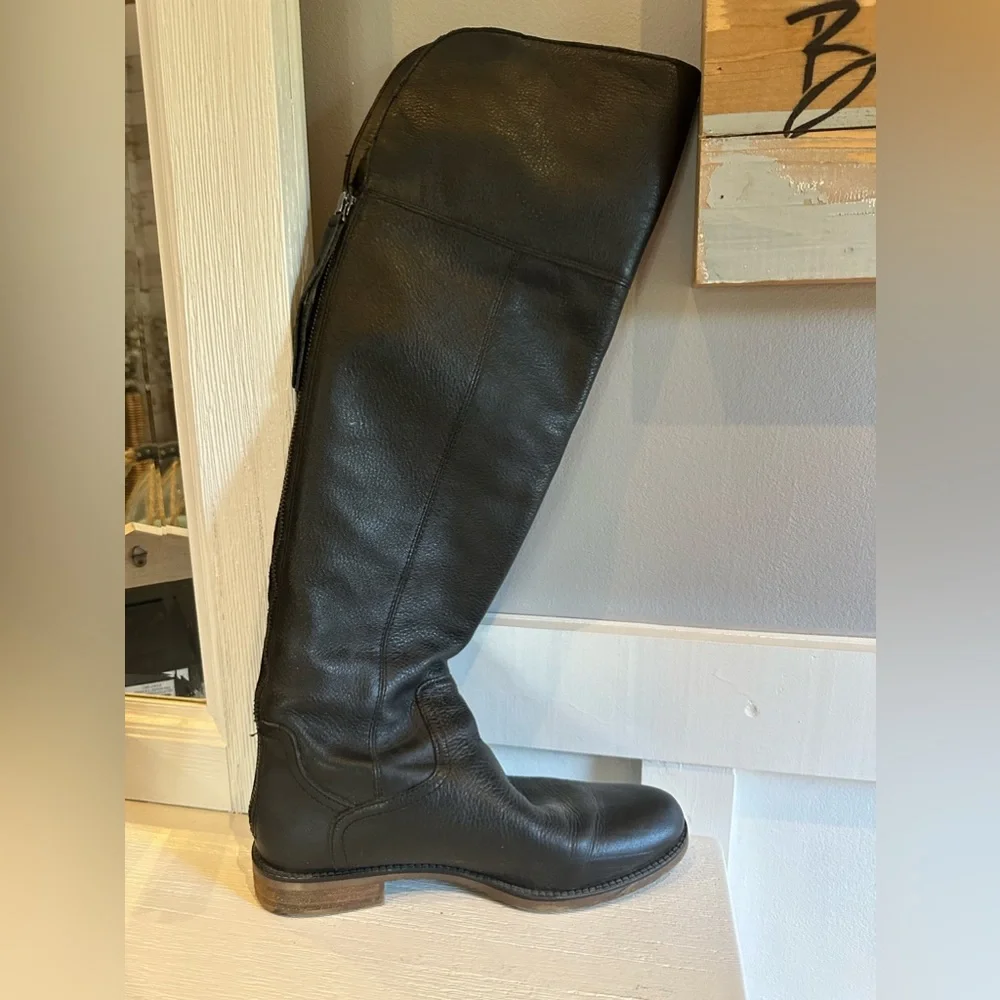 Franco Sarto over the knee black leather boots size 6.5